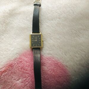Gold and Black Rectangular Watch